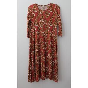 Emberley Womens Long Sleeve Dress Floral Print Orange Size L Pre-Owned